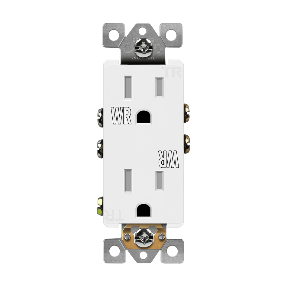 Enerlites 61501-TWR-W - Decorator Receptacle, Tamper-Weather-Resistant - White