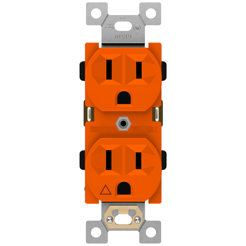 Enerlites 61510-O - Industrial Grade Isolated Ground Heavy Duty 15A Duplex Receptacle, 5-15R - Orange