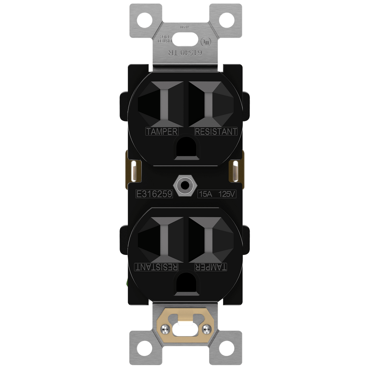 Enerlites 61540-TR-BK - Commercial Grade 15A Tamper-Resistant Duplex Receptacle, 5-15R - Black