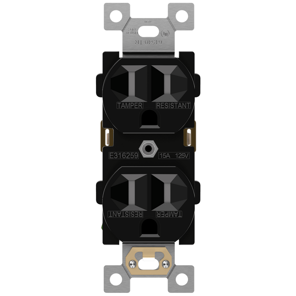 Enerlites 61540-TR-BK - Commercial Grade 15A Tamper-Resistant Duplex Receptacle, 5-15R - Black