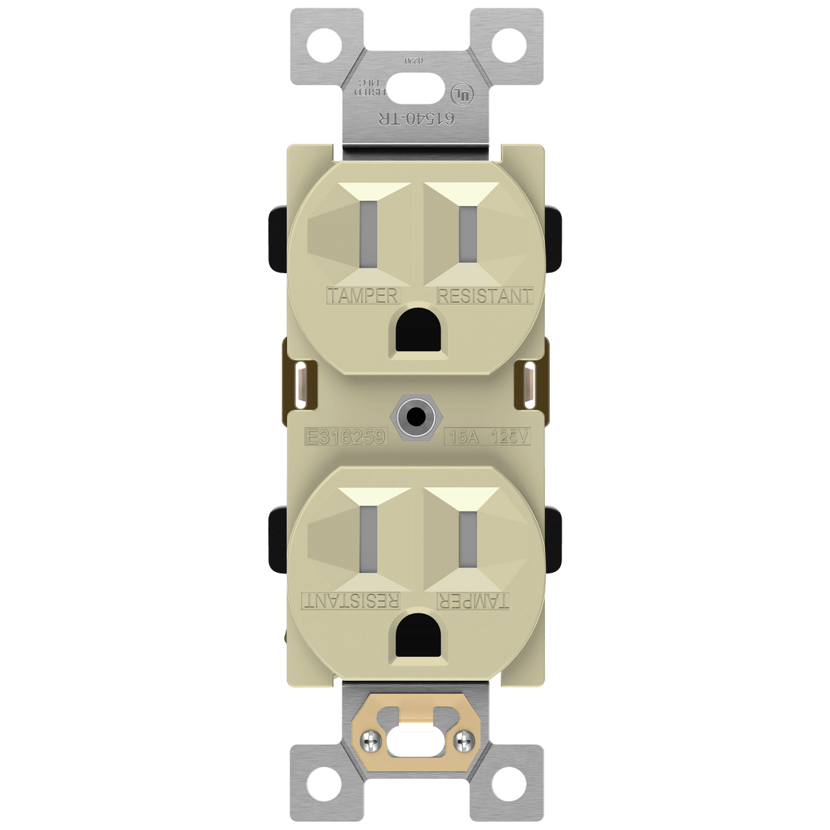Enerlites 61540-TR-I - Commercial Grade 15A Tamper-Resistant Duplex Receptacle, 5-15R - Ivory