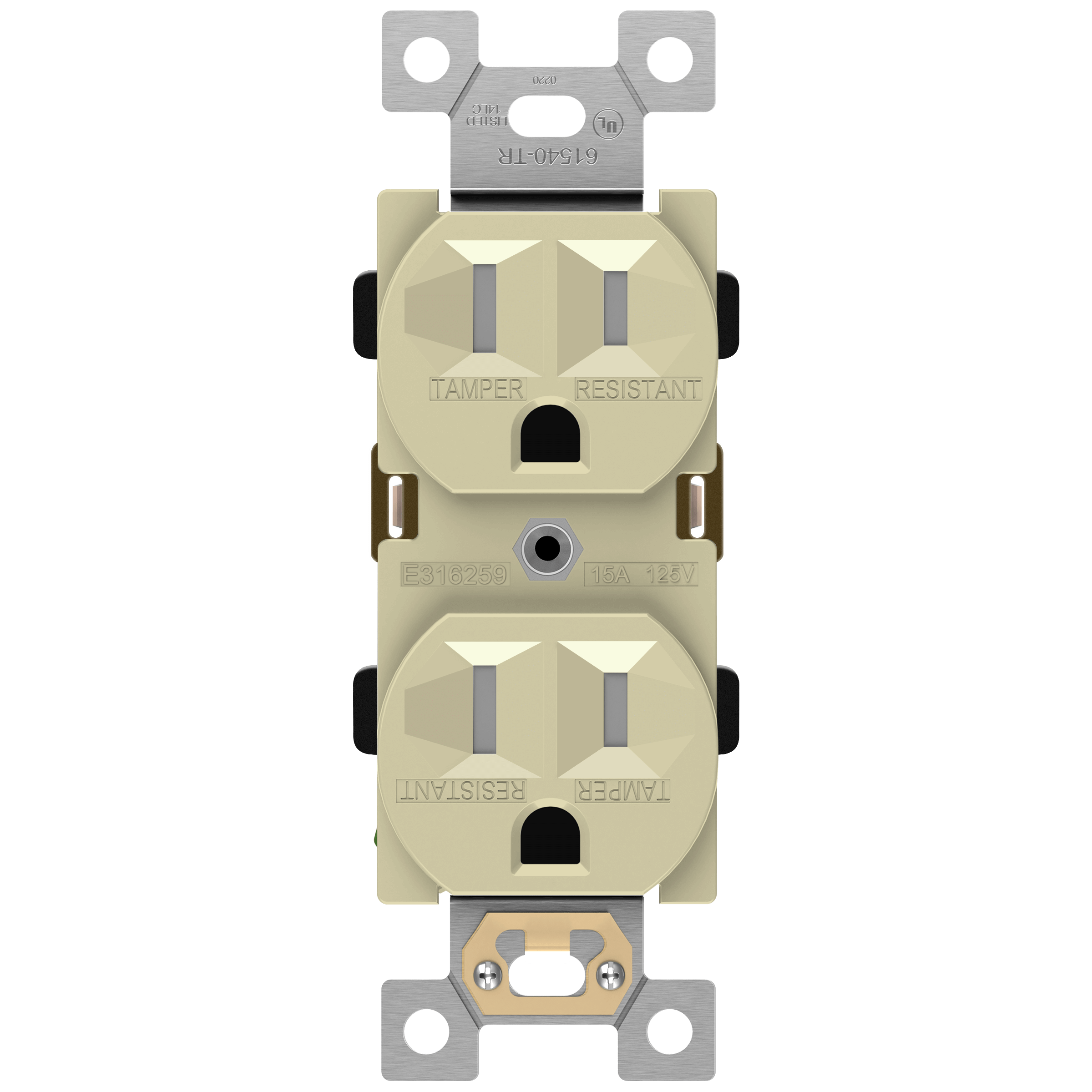 Enerlites 61540-TR-I - Commercial Grade 15A Tamper-Resistant Duplex Receptacle, 5-15R - Ivory