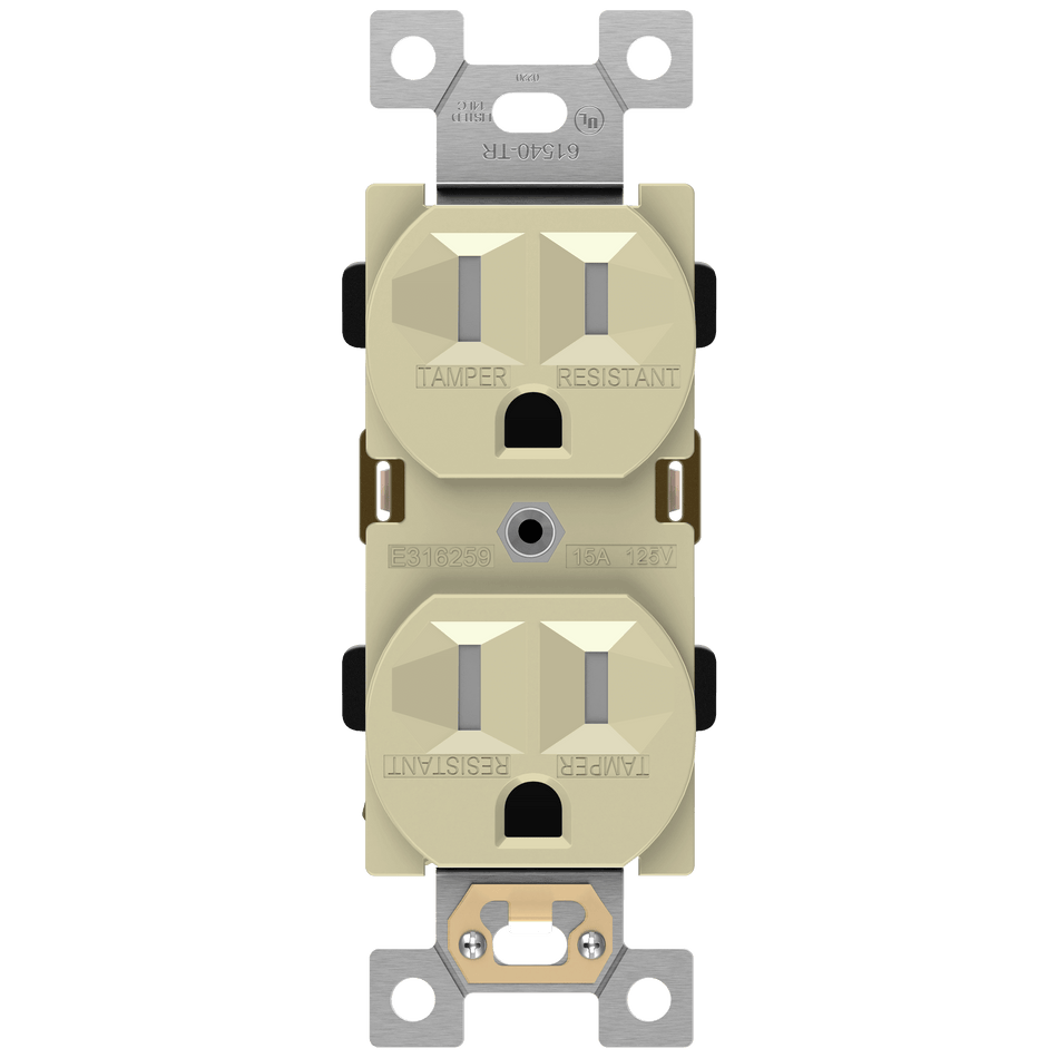 Enerlites 61540-TR-I - Commercial Grade 15A Tamper-Resistant Duplex Receptacle, 5-15R - Ivory