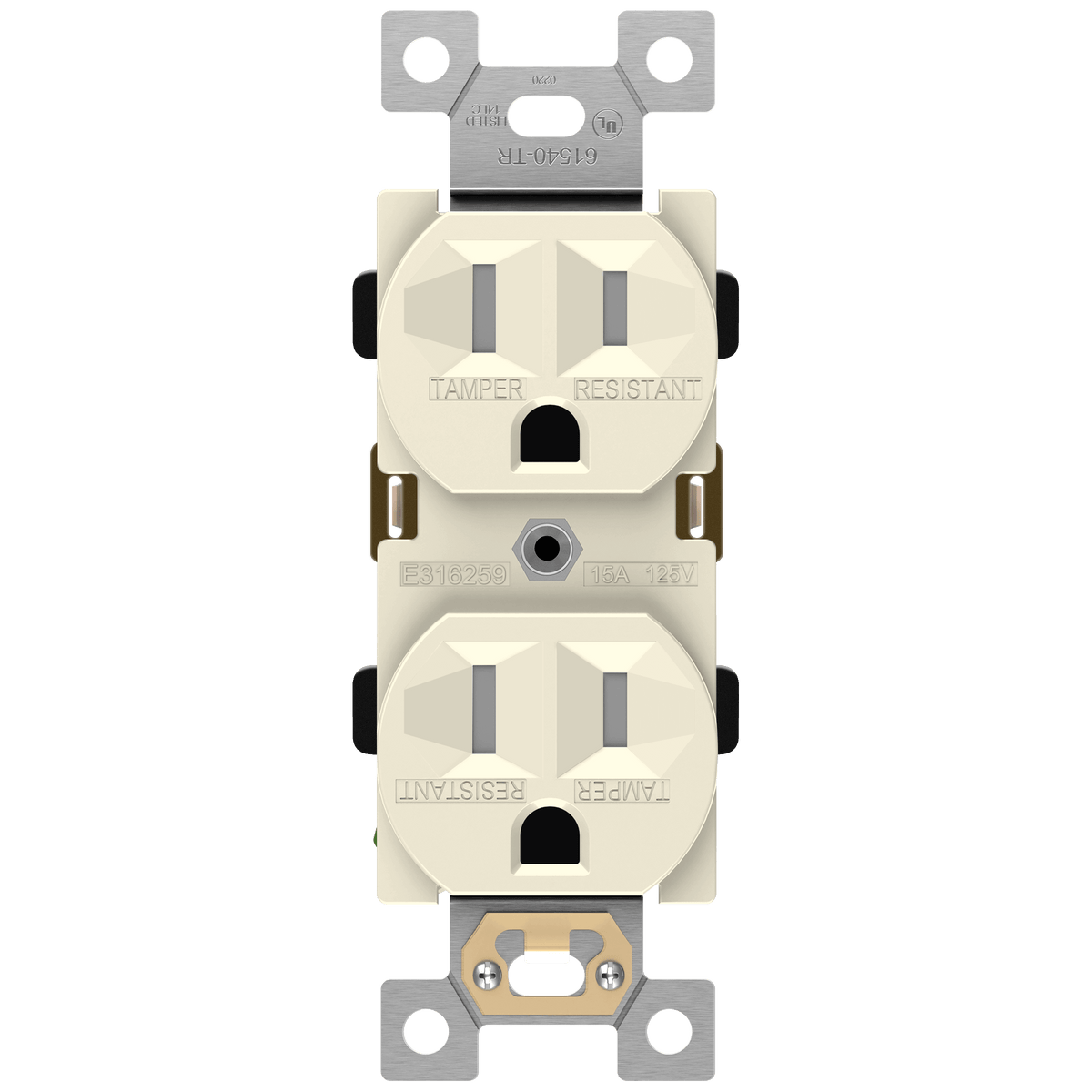 Enerlites 61540-TR-LA - Commercial Grade 15A Tamper-Resistant Duplex Receptacle, 5-15R - Light Almond