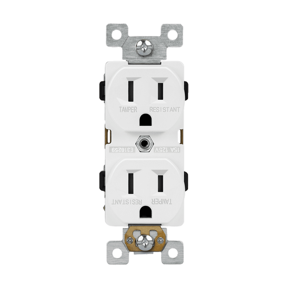 Enerlites 61540-TR-W - Commercial Grade 15A Tamper-Resistant Duplex Receptacle, 5-15R - White