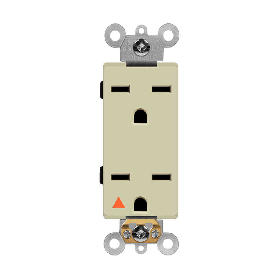 Enerlites 61550-IG-I - Isolated Ground Decorator Duplex Receptacle, 6-15R - Ivory