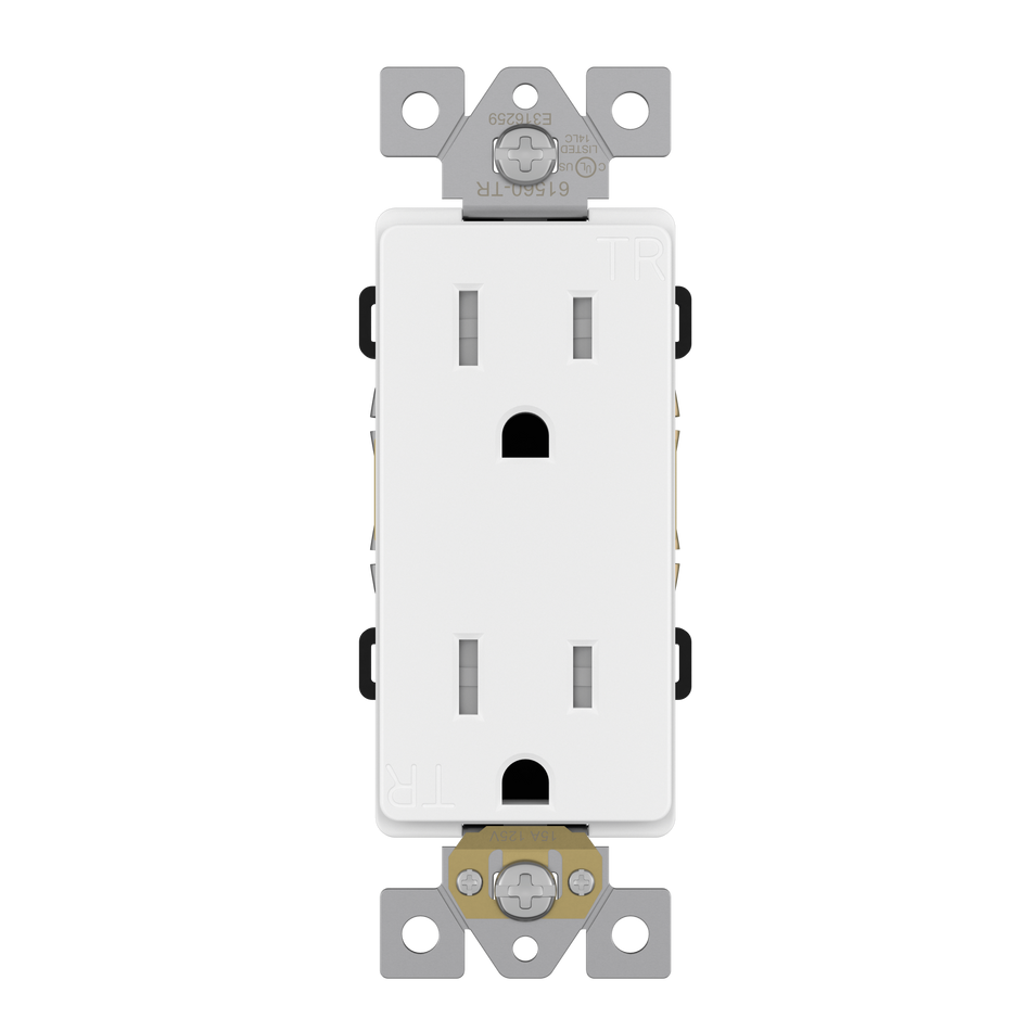 Enerlites 61560-TR-W - Commercial Grade 15A Decorator Tamper Resistant Receptacle, 5-15R - White