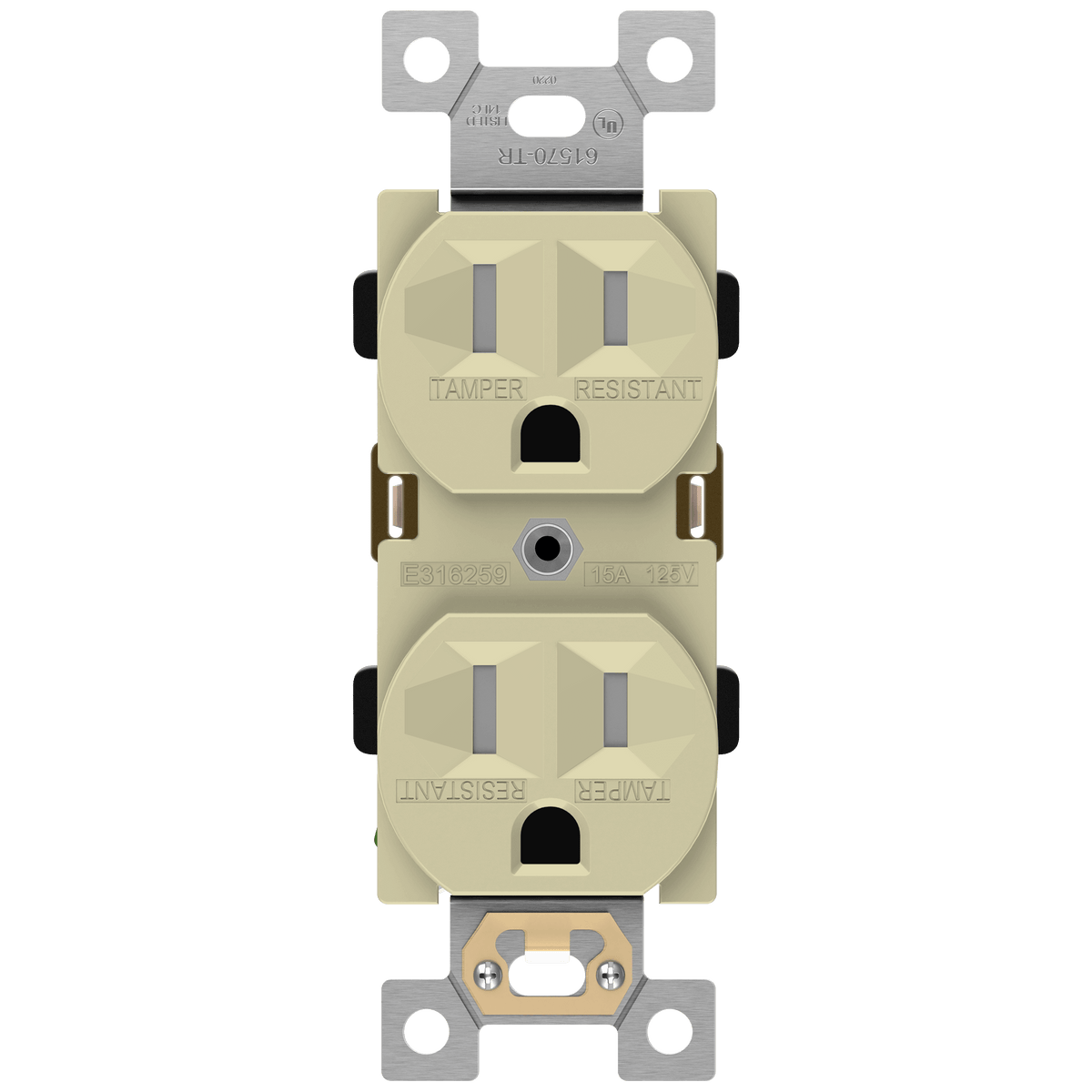 Enerlites 61570-TR-I - Industrial Grade Heavy Duty 15A Tamper-Resistant Duplex Receptacle, 5-15R - Ivory