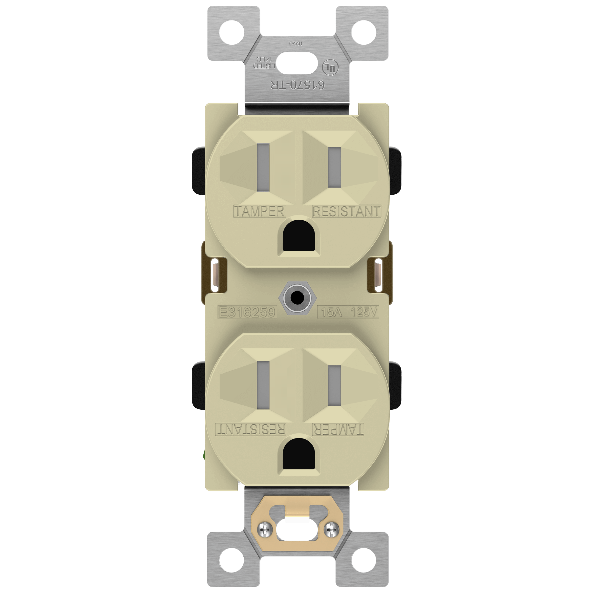 Enerlites 61570-TR-I - Industrial Grade Heavy Duty 15A Tamper-Resistant Duplex Receptacle, 5-15R - Ivory