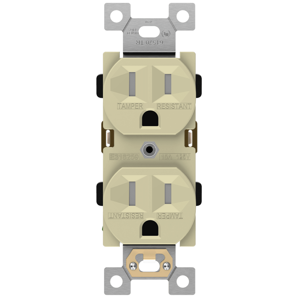 Enerlites 61570-TR-I - Industrial Grade Heavy Duty 15A Tamper-Resistant Duplex Receptacle, 5-15R - Ivory