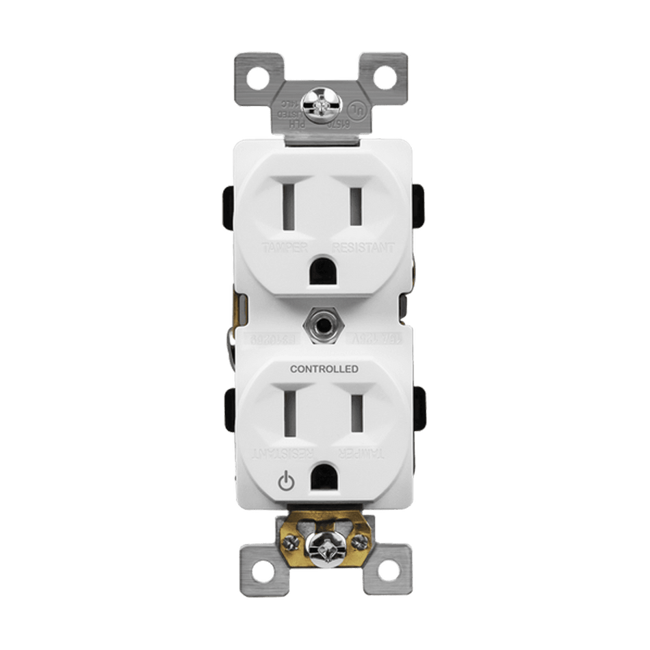 Enerlites 61570-TR-PLH-W - Half Controlled 15A Tamper-Resistant Duplex Style Plug Load Receptacle, 5-15R - White