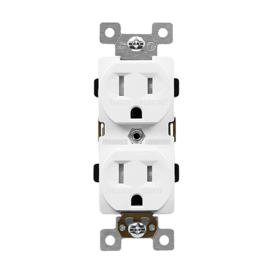 Enerlites 61570-TR-W - Industrial Grade Heavy Duty 15A Tamper-Resistant Duplex Receptacle, 5-15R - White