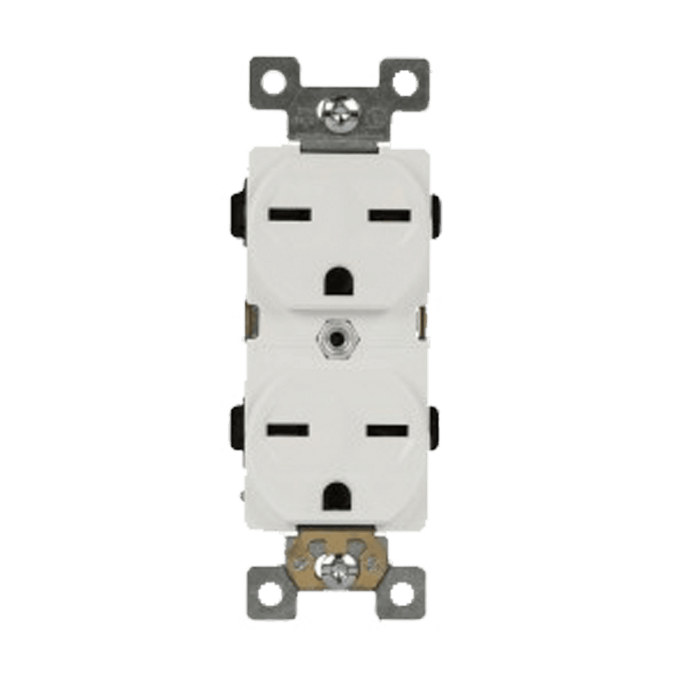 Enerlites 61571-W - Industrial Grade 15A Duplex Style Self-Grounding Receptacle, 6-15R - White