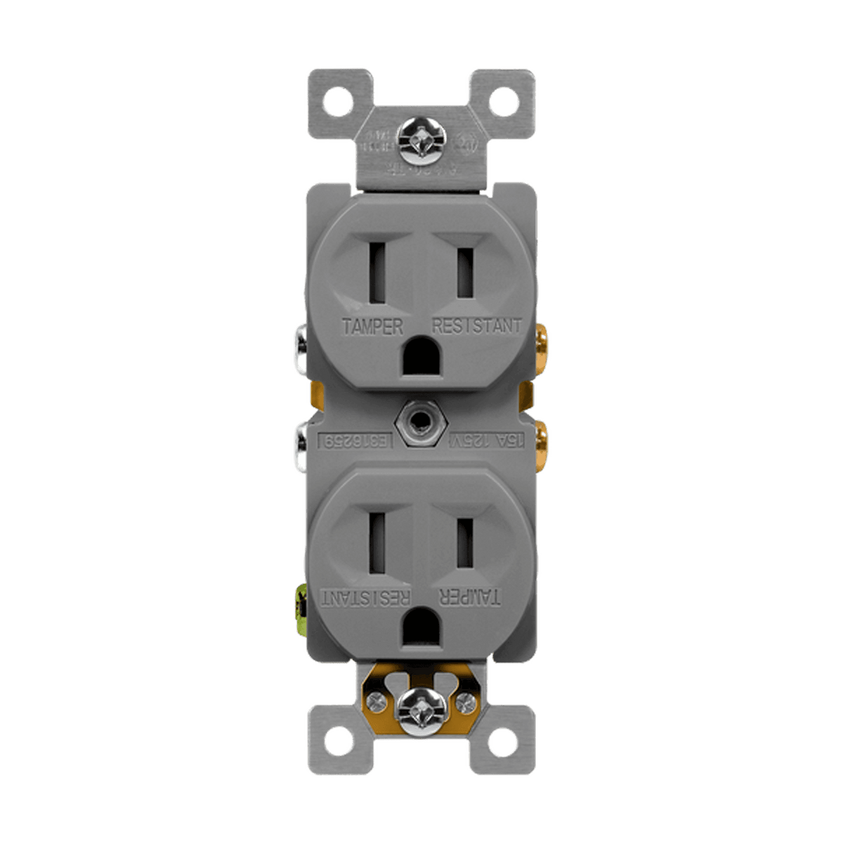 Enerlites 61580-GY - Residential Grade 15A Self-Grounding Duplex Receptacle - Gray