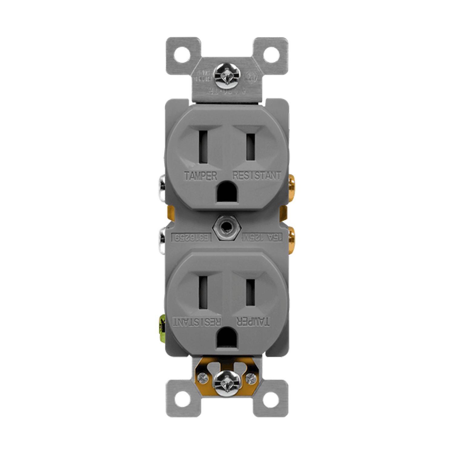 Enerlites 61580-GY - Residential Grade 15A Self-Grounding Duplex Receptacle - Gray