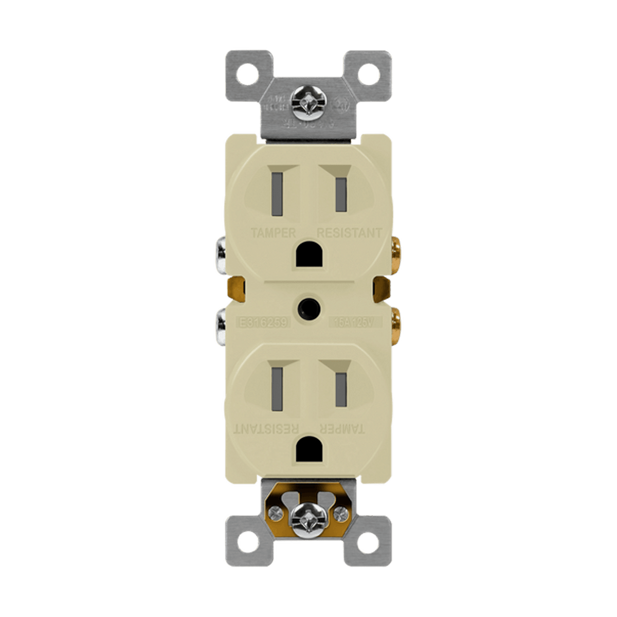 Enerlites 61580-I - Residential Grade 15A Self-Grounding Duplex Receptacle - Ivory