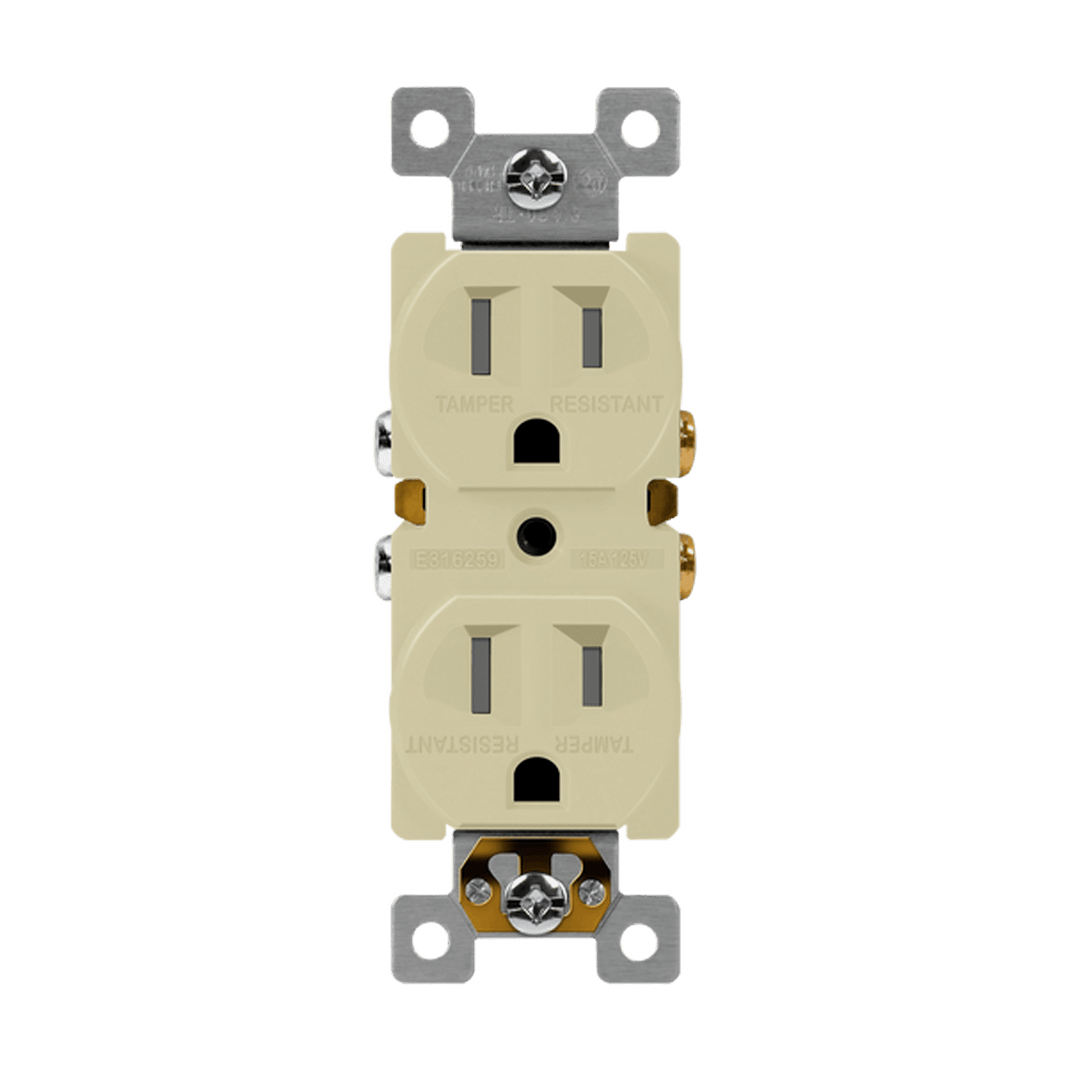Enerlites 61580-I - Residential Grade 15A Self-Grounding Duplex Receptacle - Ivory