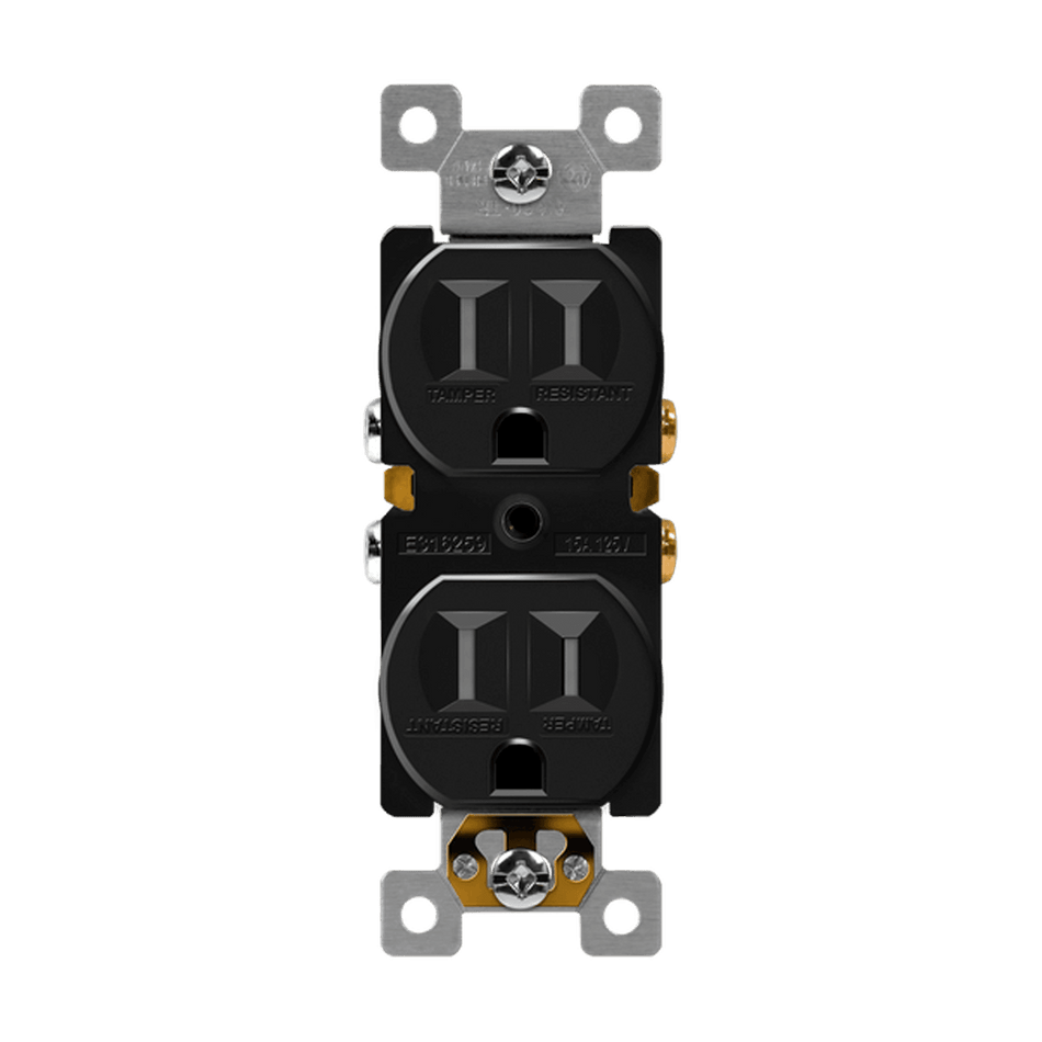 Enerlites 61580-TR-BK - Residential Grade 15A Tamper-Resistant Duplex Receptacle - Black