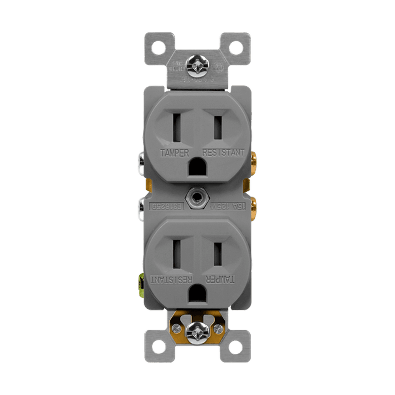 Enerlites 61580-TR-GY - Residential Grade 15A Tamper-Resistant Duplex Receptacle - Gray