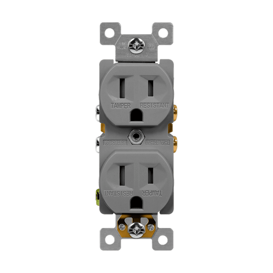Enerlites 61580-TR-GY - Residential Grade 15A Tamper-Resistant Duplex Receptacle - Gray