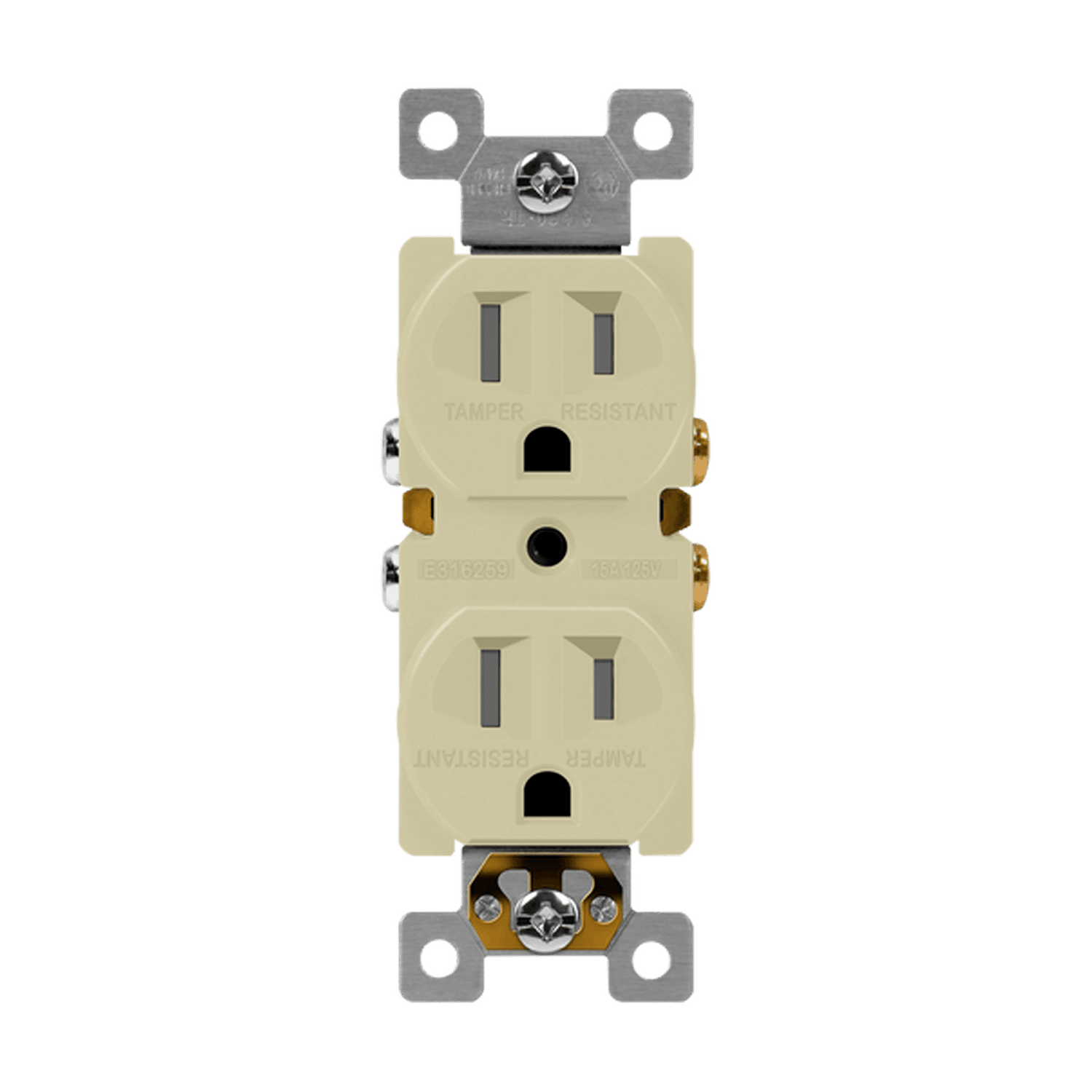 Enerlites 61580-TR-I - Residential Grade 15A Tamper-Resistant Duplex Receptacle - Ivory