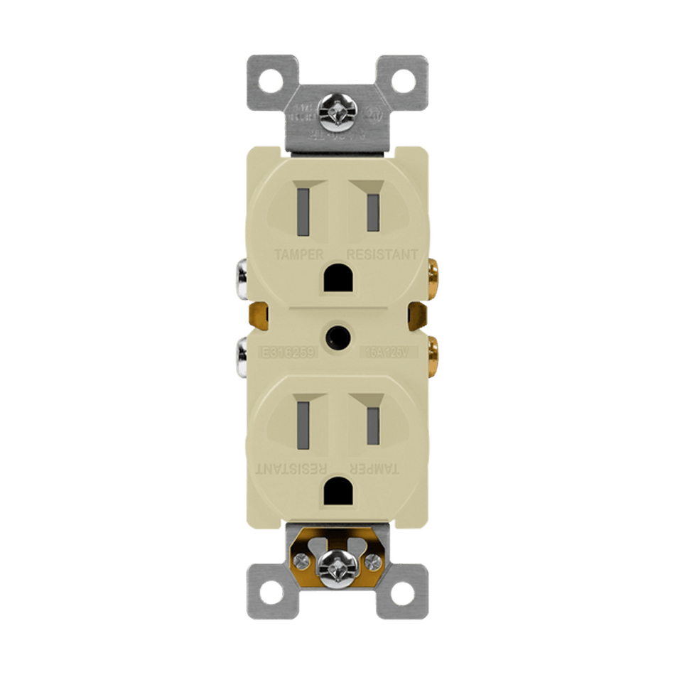 Enerlites 61580-TR-I - Residential Grade 15A Tamper-Resistant Duplex Receptacle - Ivory
