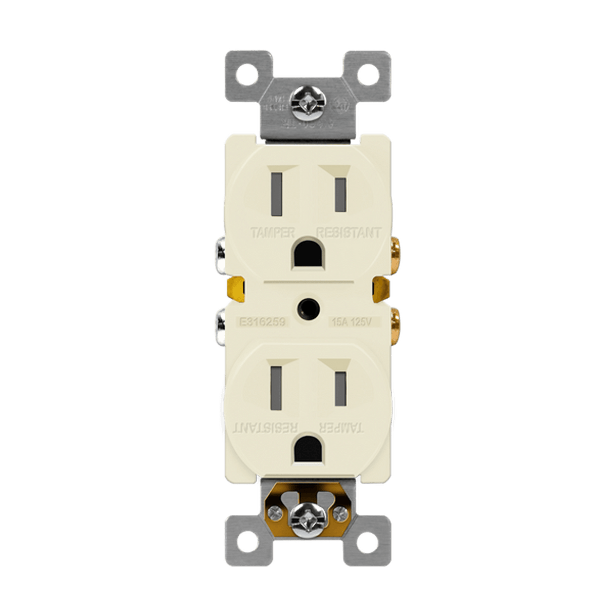 Enerlites 61580-TR-LA - Residential Grade 15A Tamper-Resistant Duplex Receptacle - Light Almond