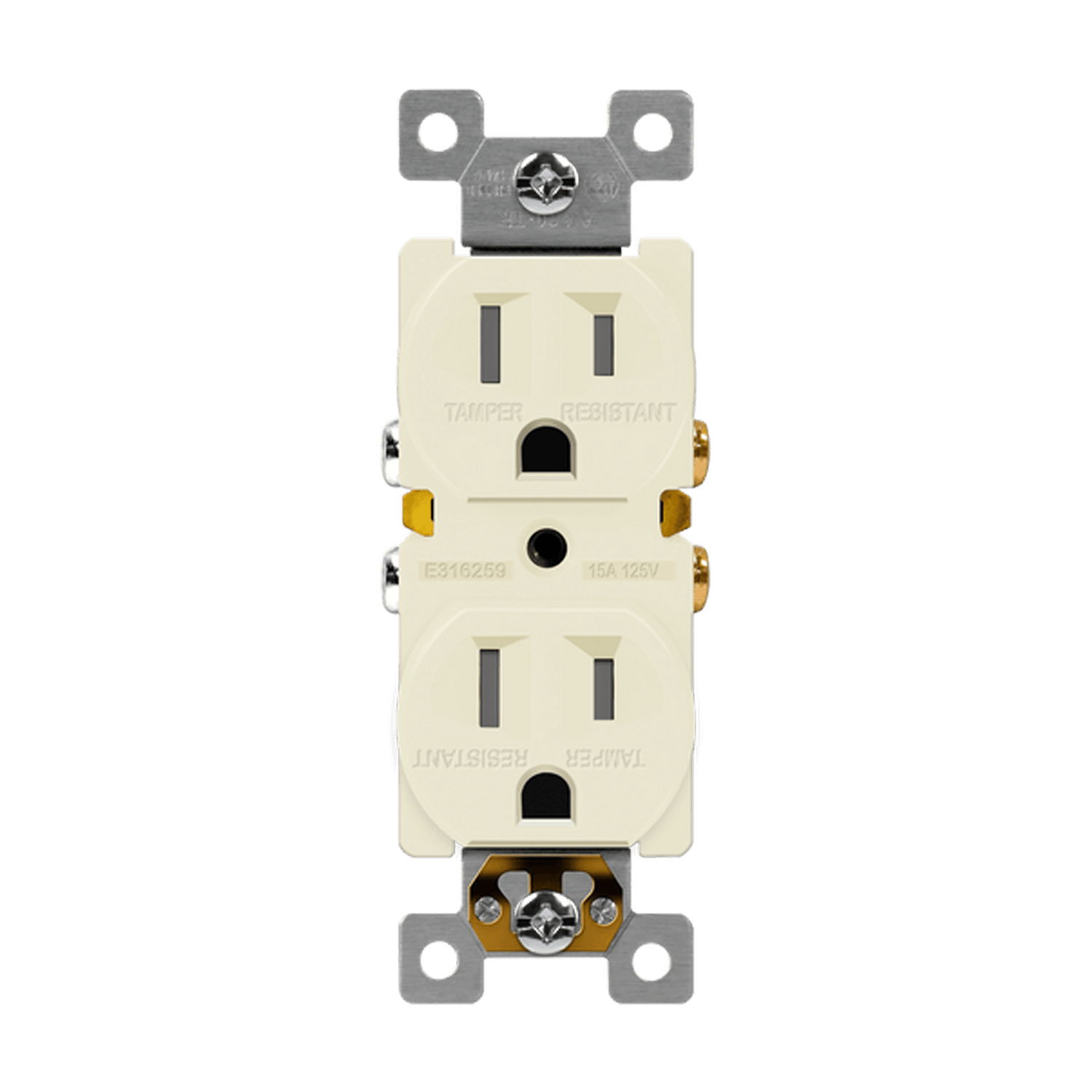 Enerlites 61580-TR-LA - Residential Grade 15A Tamper-Resistant Duplex Receptacle - Light Almond