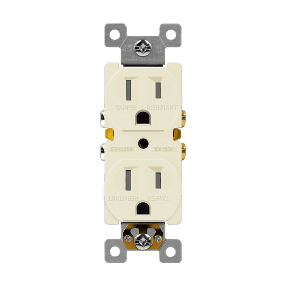 Enerlites 61580-TR-LA - Residential Grade 15A Tamper-Resistant Duplex Receptacle - Light Almond