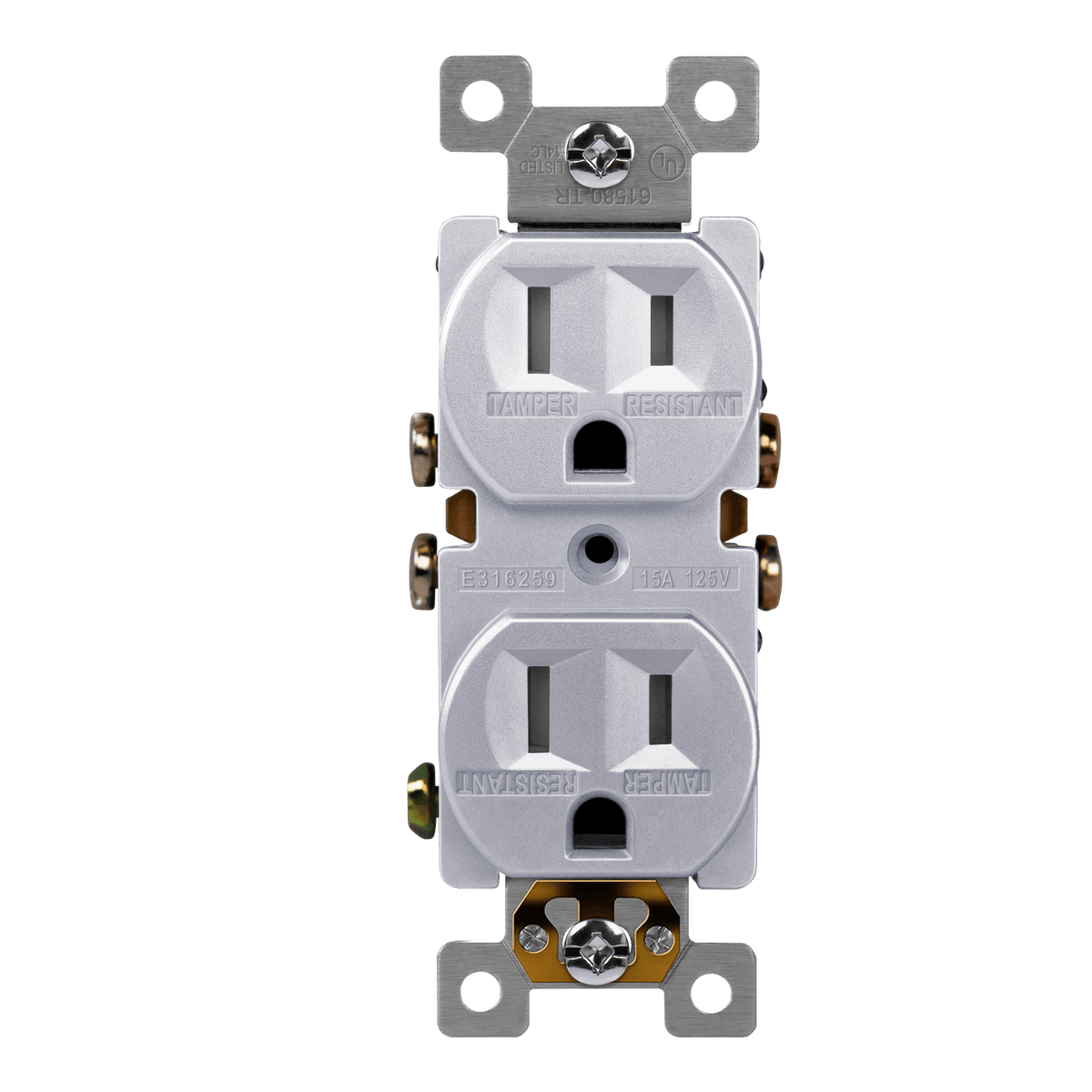 Enerlites 61580-TR-SV - Residential Grade 15A Tamper-Resistant Duplex Receptacle - Silver