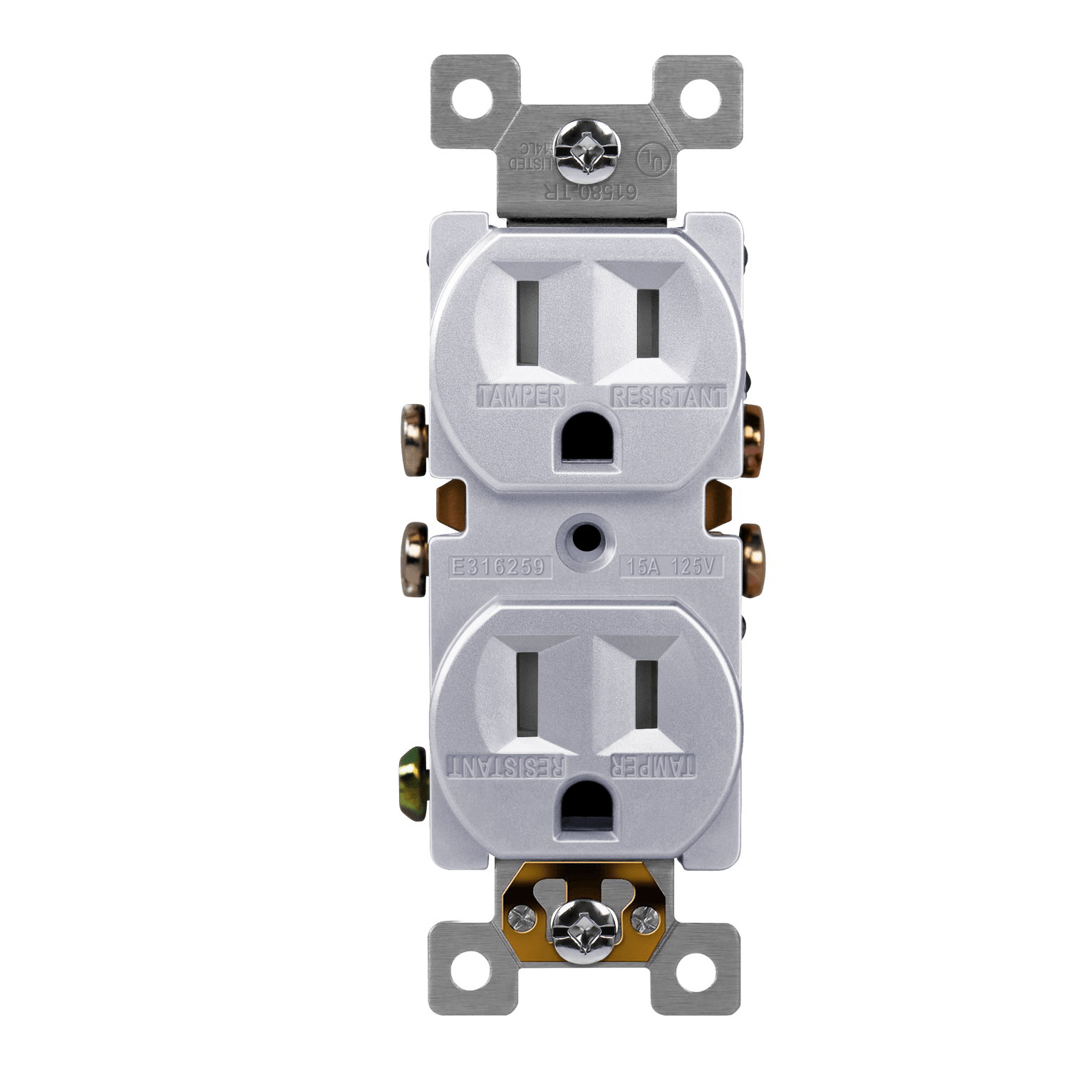 Enerlites 61580-TR-SV - Residential Grade 15A Tamper-Resistant Duplex Receptacle - Silver