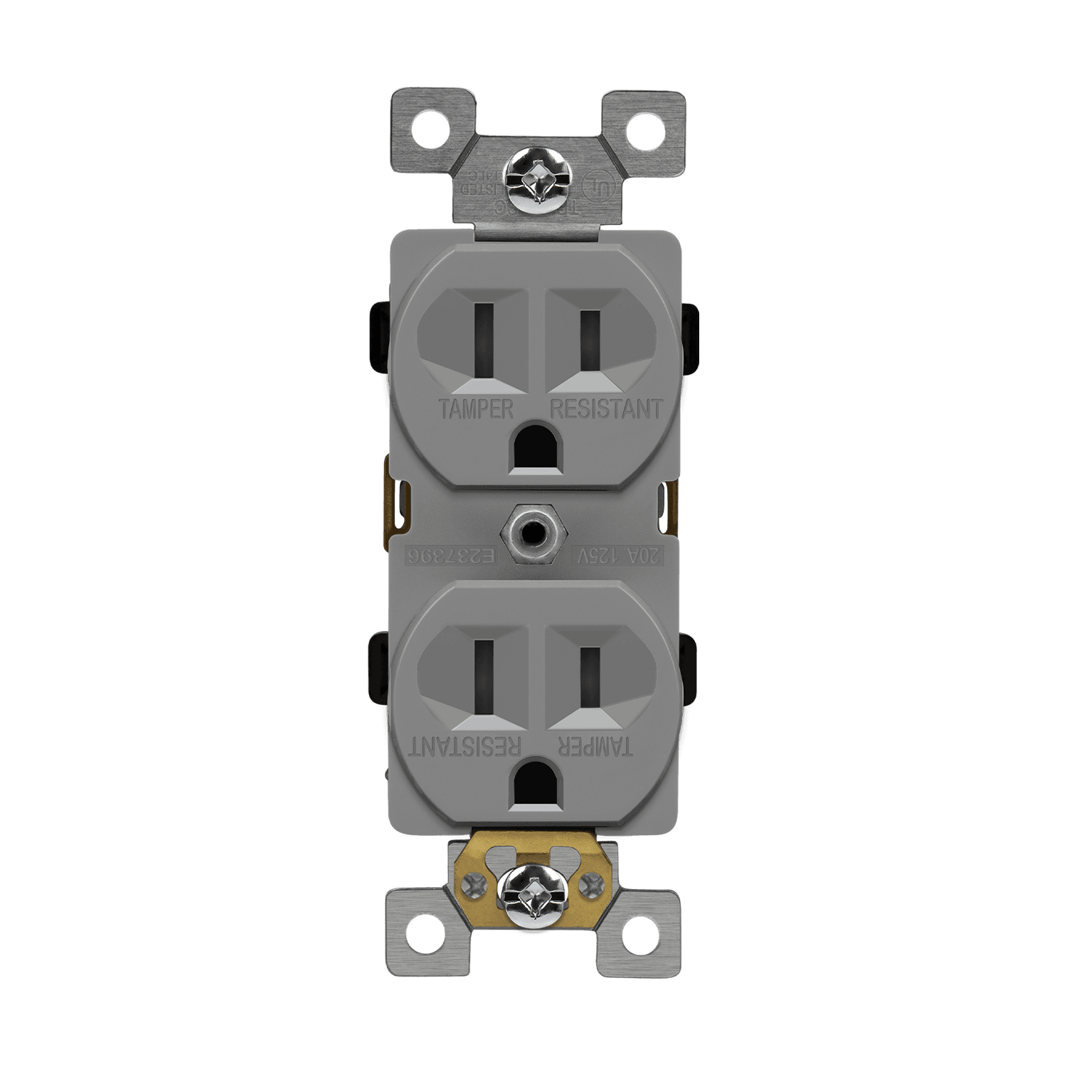 Enerlites 61580-TWR-GY - Residential Grade 15A Tamper and Weather Resistant Duplex Receptacle, 5-15R - Gray
