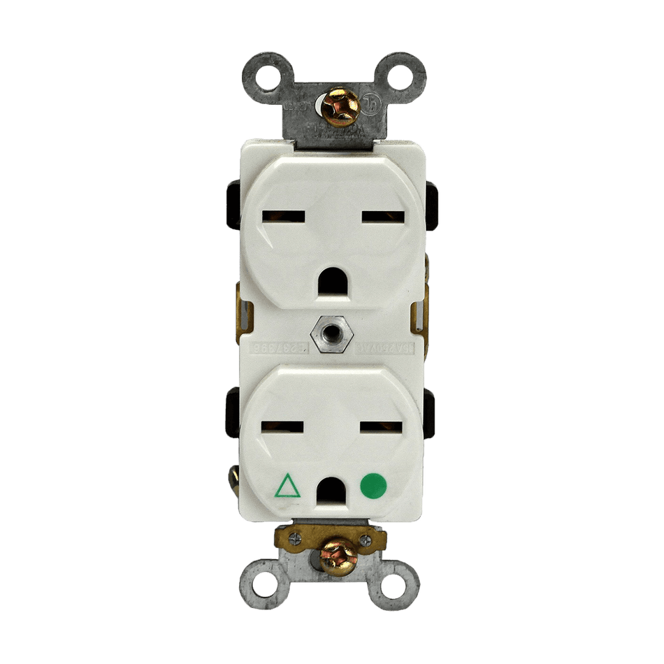 Enerlites 61610-W - Hospital Grade Isolated Ground Heavy Duty 15A Duplex Receptacle, 6-15R - White