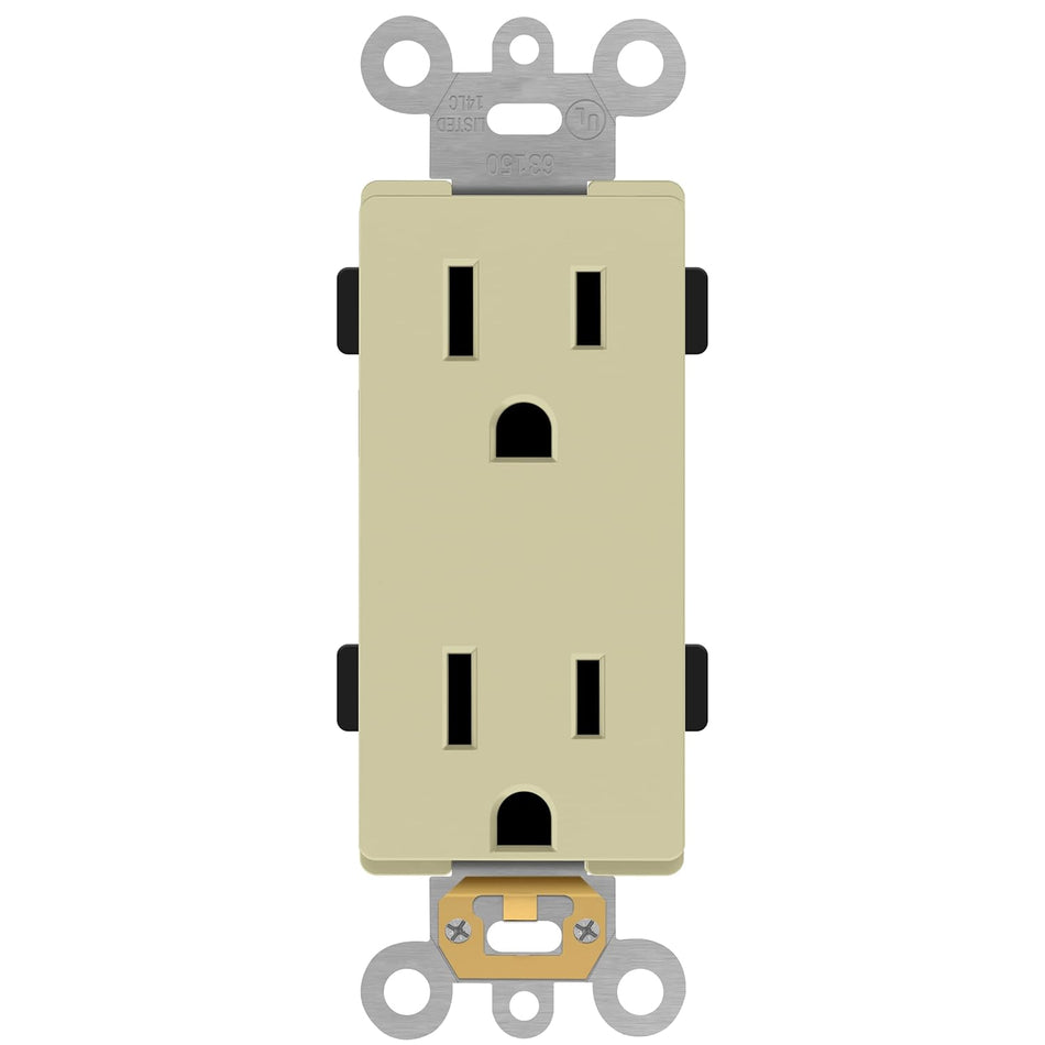 Enerlites 63150-I - Industrial Grade Heavy Duty 15A Decorator Receptacle, 5-15R - Ivory