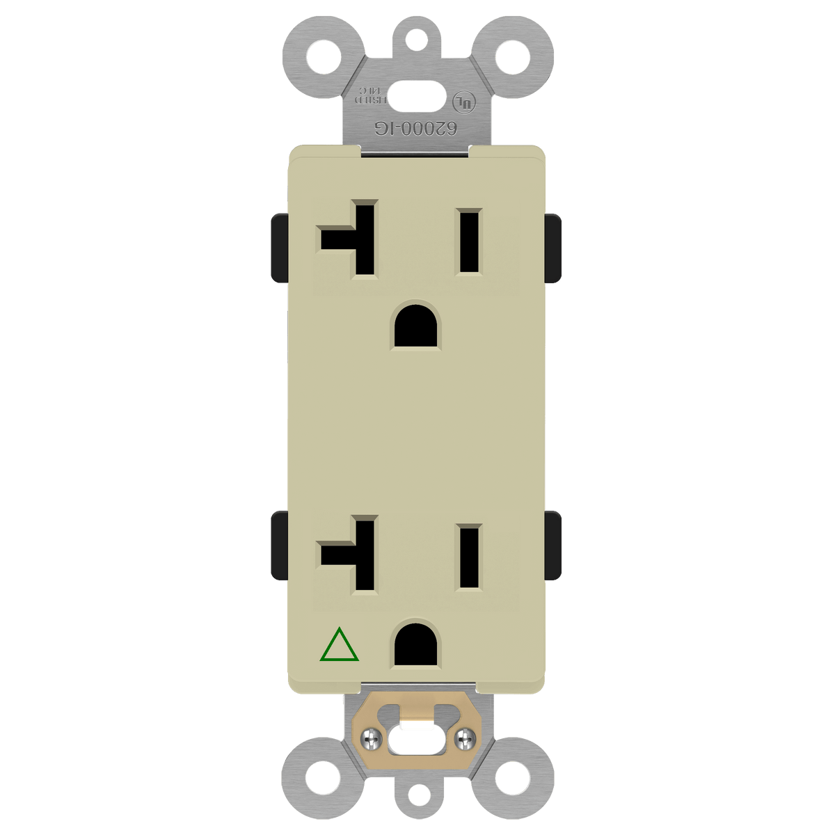Enerlites 62000-IG-I - Isolated Ground 20A Decorator Duplex Receptacle - Ivory