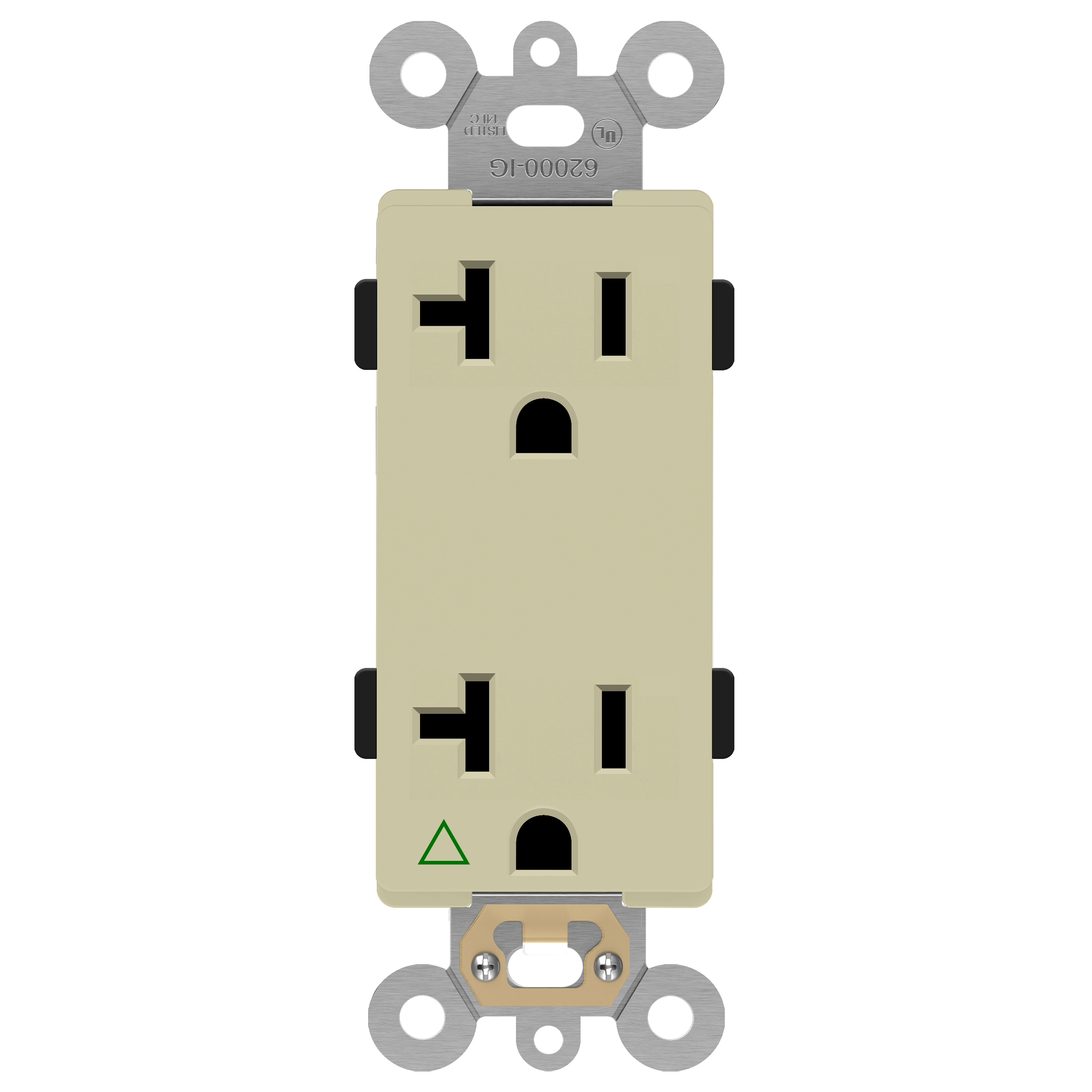 Enerlites 62000-IG-I - Isolated Ground 20A Decorator Duplex Receptacle - Ivory