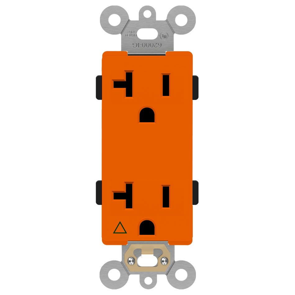 Enerlites 62000-IG-O - Isolated Ground 20A Decorator Duplex Receptacle - Orange