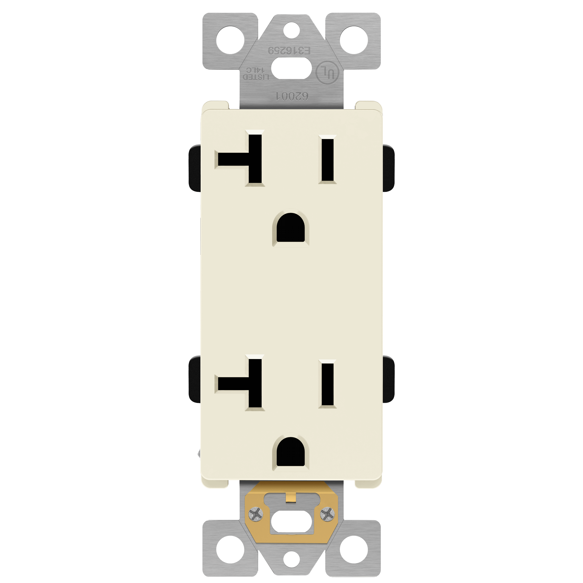 Enerlites 62001-LA - Residential Grade 20A Decorator Receptacle, 5-20R - Light Almond