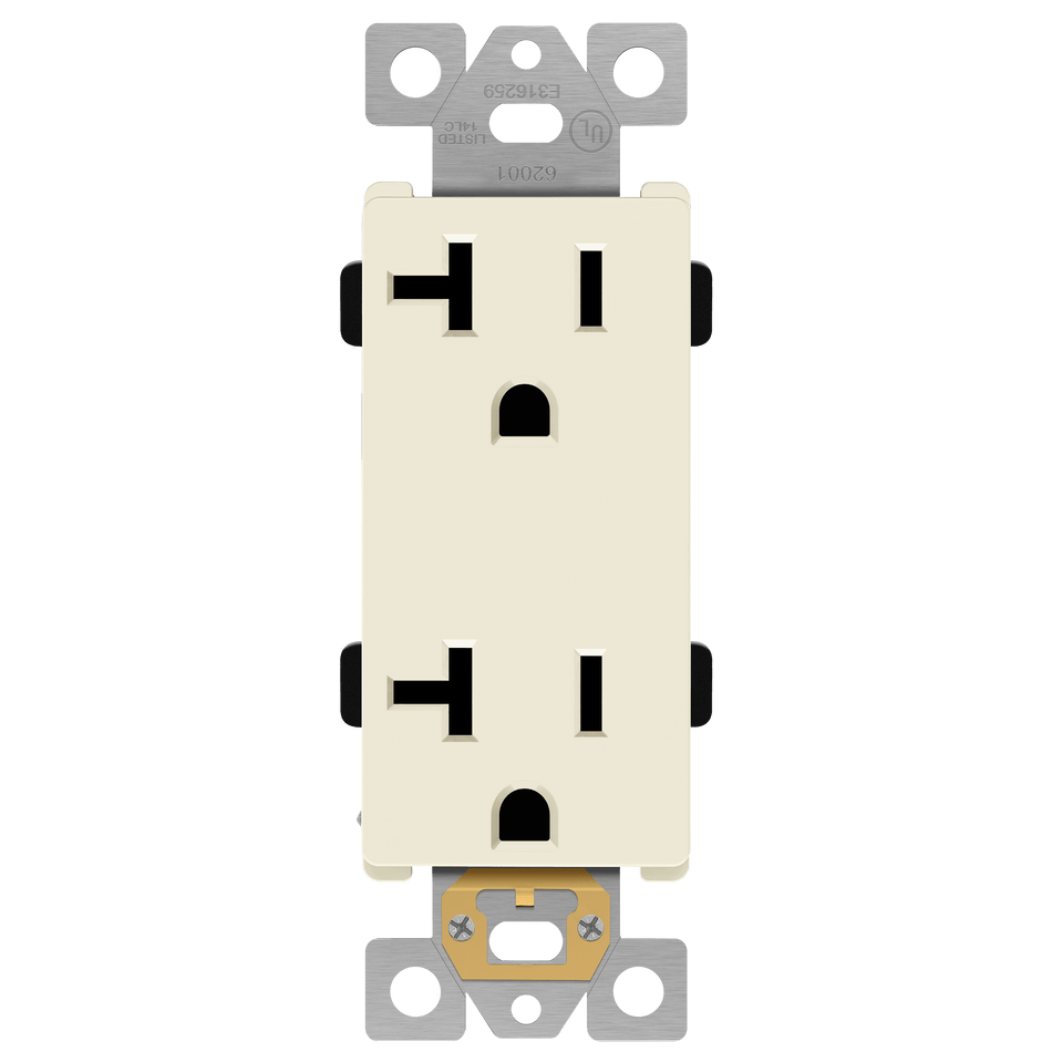 Enerlites 62001-LA - Residential Grade 20A Decorator Receptacle, 5-20R - Light Almond