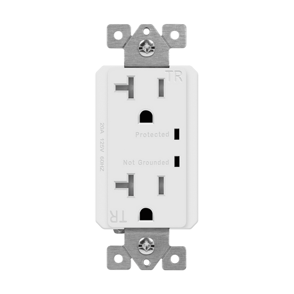 Enerlites 62001-TRSS-W - Residential Grade 20A Tamper-Resistant Duplex Receptacle with Surge Suppressor - White