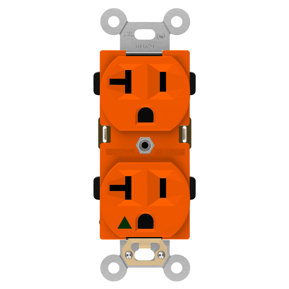 Enerlites 62010-O - Industrial Grade Isolated Ground Heavy Duty 20A Duplex Receptacle, 5-20R - Orange
