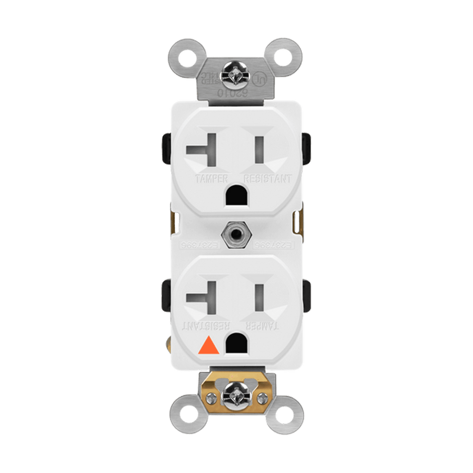 Enerlites 62010-TR-W - Industrial Grade Isolated Ground Heavy Duty 20A Tamper-Resistant Duplex Receptacle, 5-20R - White