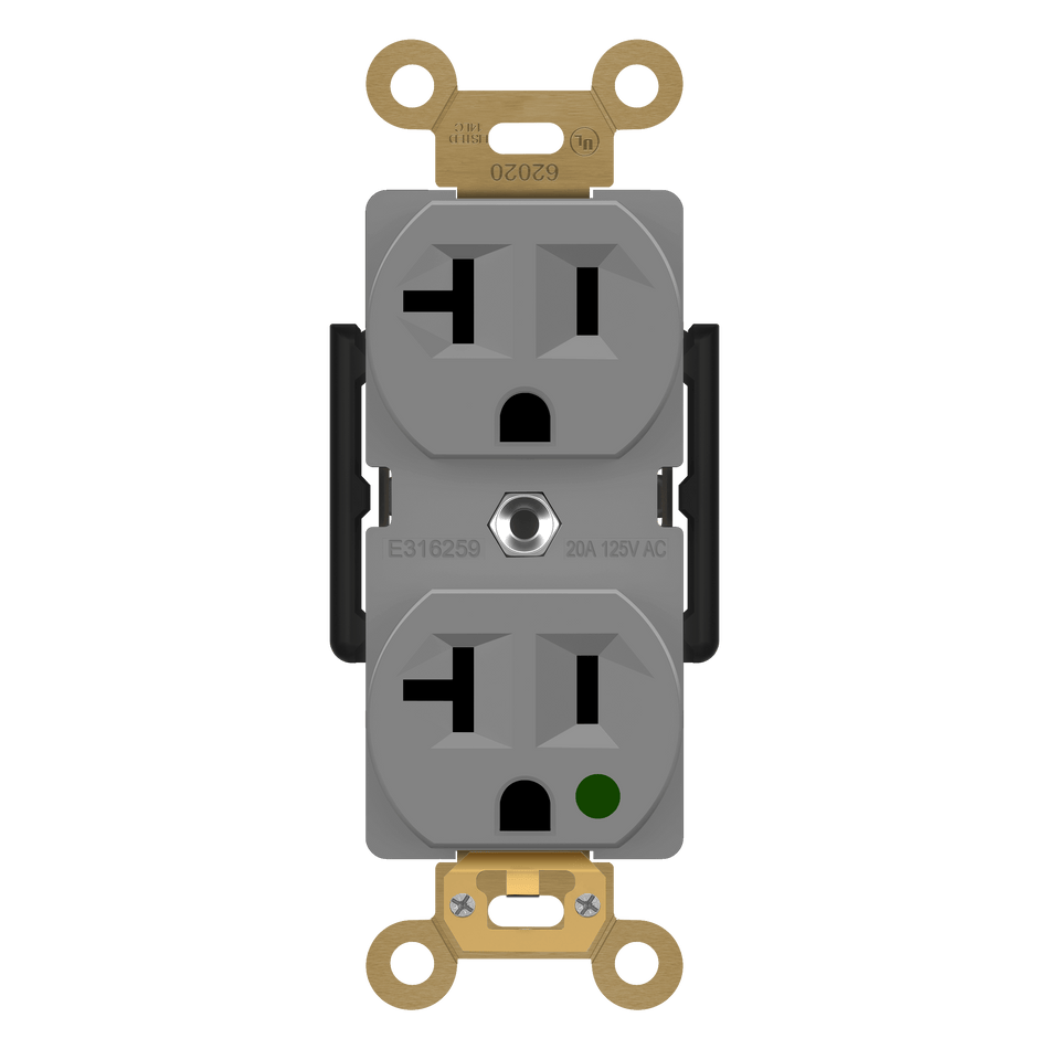Enerlites 62020-GY - Hospital Grade 20A Receptacle, 5-20R - Gray