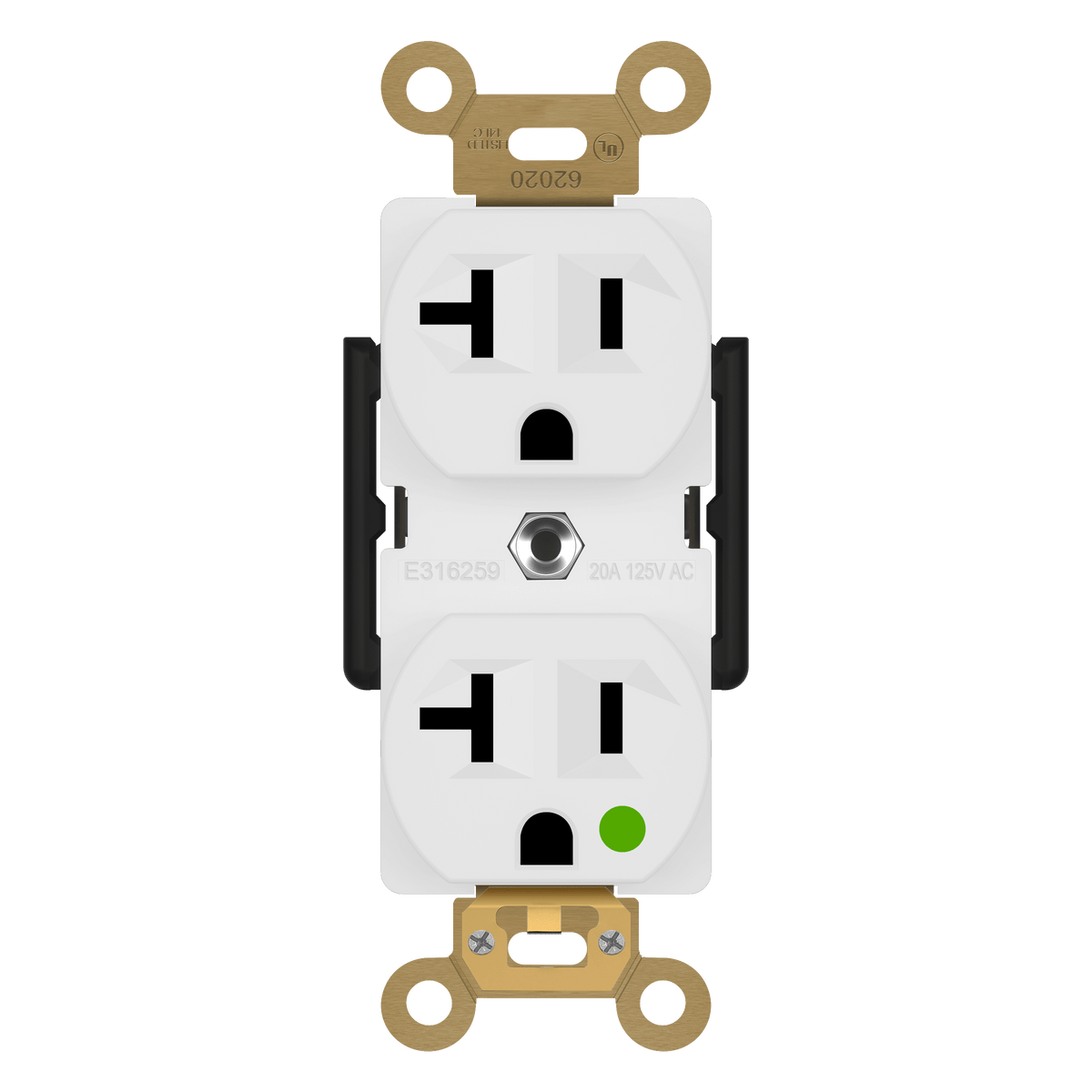 Enerlites 62020-W - Hospital Grade 20A Receptacle, 5-20R - White