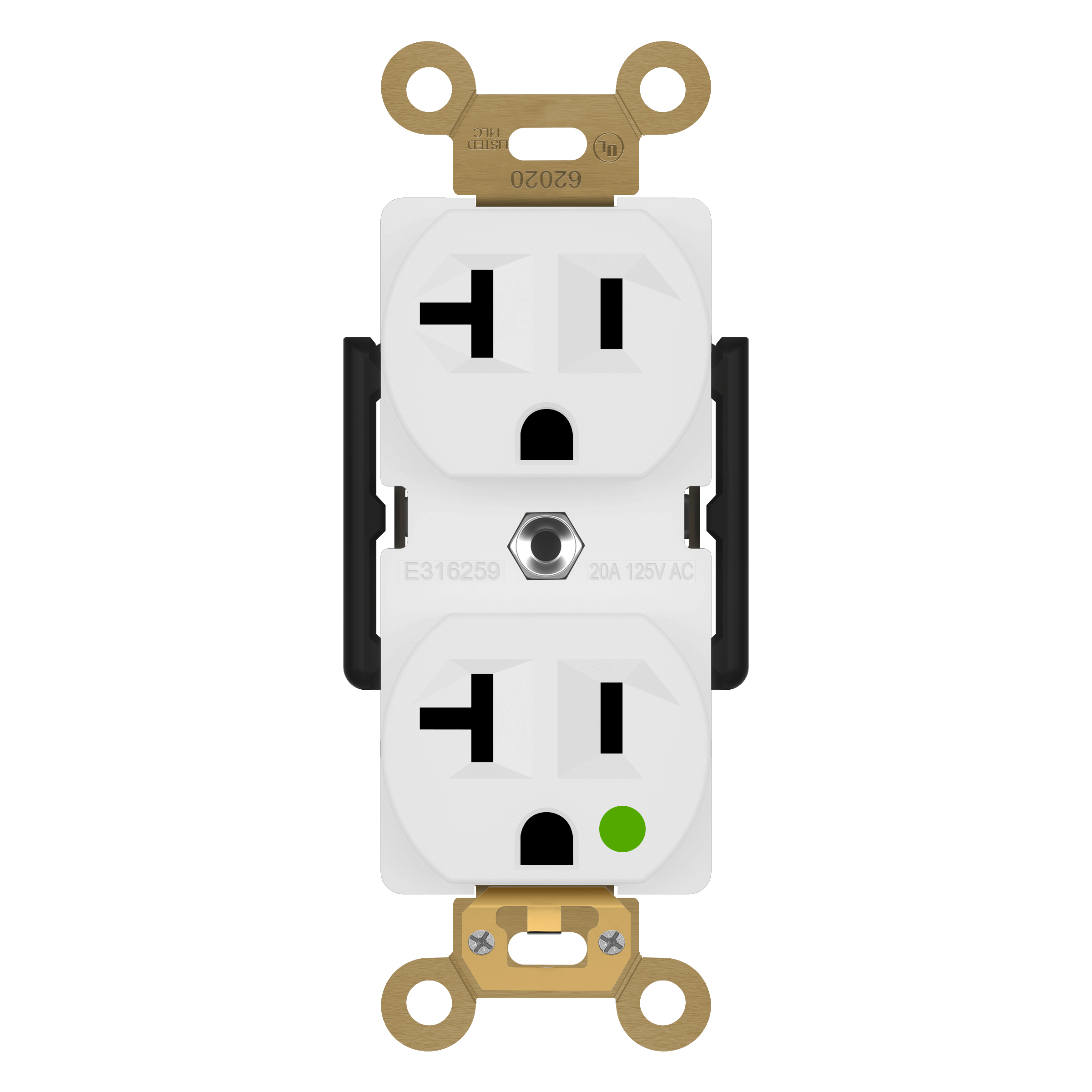 Enerlites 62020-W - Hospital Grade 20A Receptacle, 5-20R - White