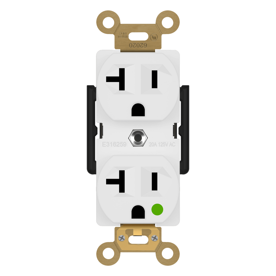 Enerlites 62020-W - Hospital Grade 20A Receptacle, 5-20R - White
