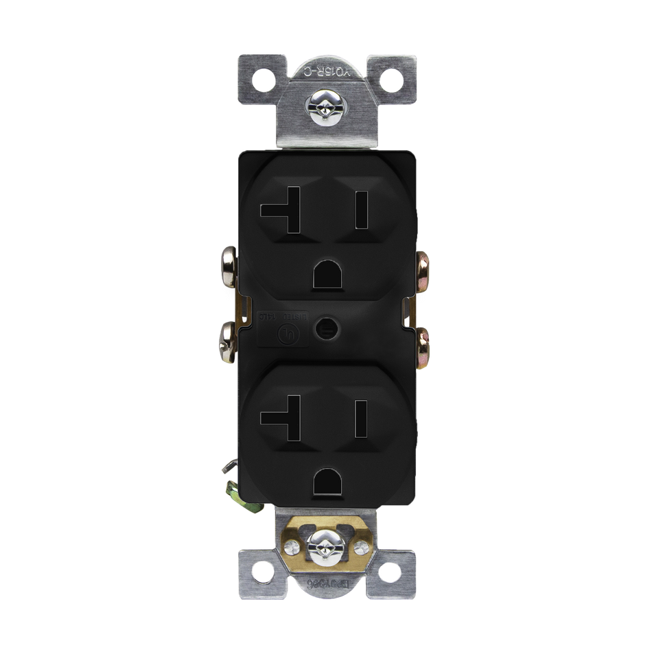 Enerlites 62040 - Commercial Grade 20A Duplex Receptacle - Black