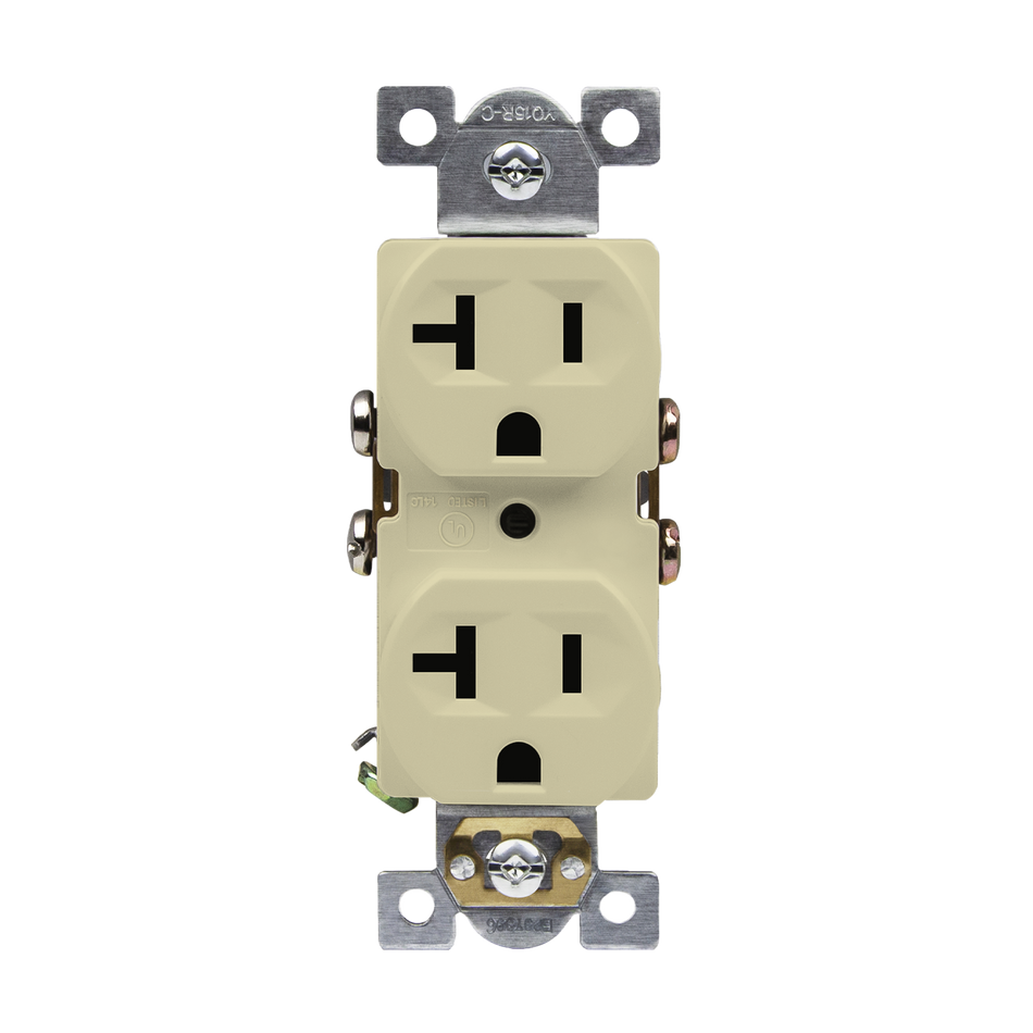 Enerlites 62040 - Commercial Grade 20A Duplex Receptacle - Ivory
