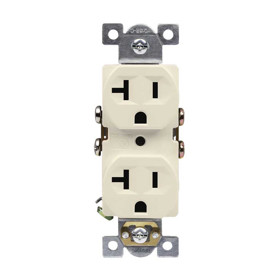 Enerlites 62040 - Commercial Grade 20A Duplex Receptacle - Light Almond