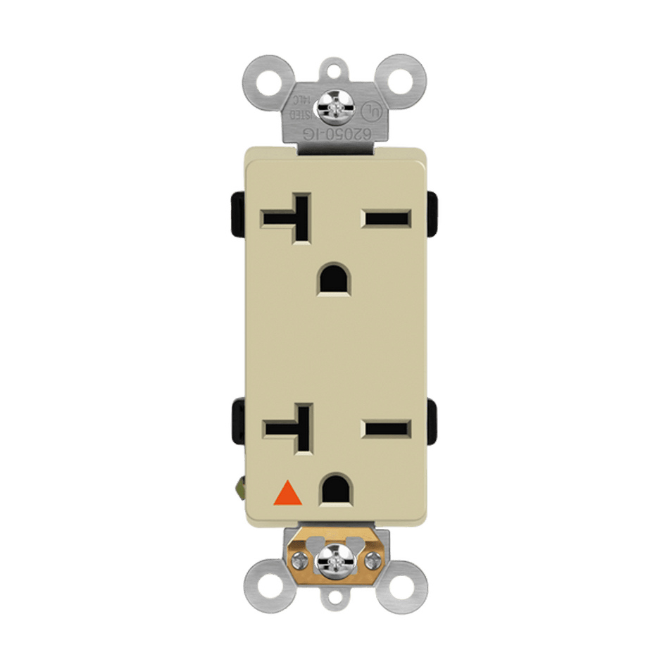 Enerlites 62050-IG-I - Isolated Ground Decorator Duplex Receptacle, 6-20R - Ivory